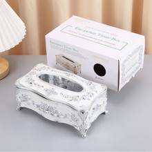欧式纸巾盒家用客厅纸抽盒创意高档轻奢锌合金餐巾纸盒KTV摆件