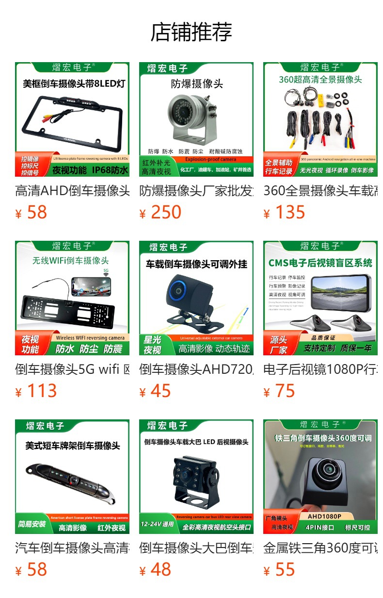 360 Panoramic Camera, Vehicle-Mounted High-Definition Night Vision Camera, Ultra-High-Definition Ahd1080P Wide Dynamic Range Driving Record Camera