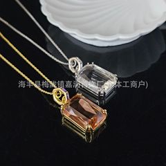 施家Millenia方糖造型水晶长款项链轻奢高级感七夕礼物跨境饰品