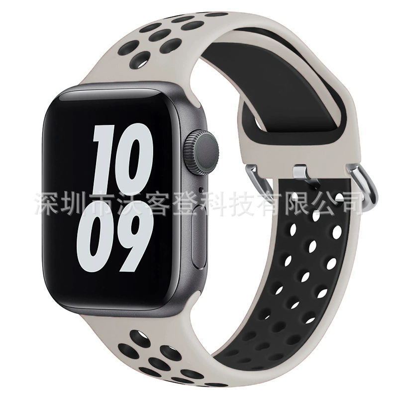 Подходит для Apple, силиконовый ремешок Nike с защёлкой, для Apple Watch 8/7/SE/6/5/4/3/2/1, двухцветный силикон