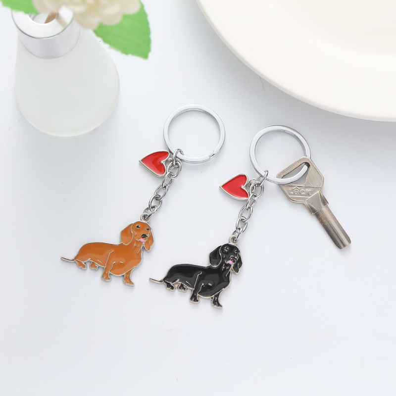 Creative Zinc Alloy Keychain Jewelry Love Gift Pet Dog Children's Day Car Key Pendant Decorations