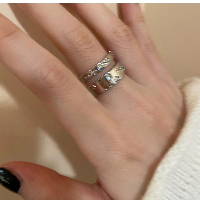 Minimalist Silver Zircon Open Ring For Women Designer Couple Ring_voghion.com