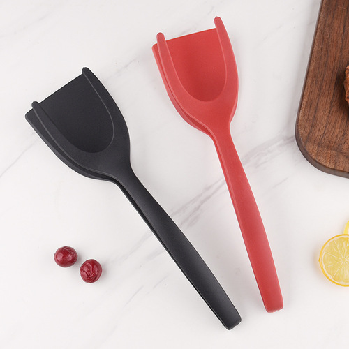 High-temperature resistant nylon pan turner and food tongs two-in-one pan fish turner and steak tongs bread tongs outdoor barbecue meat tongs