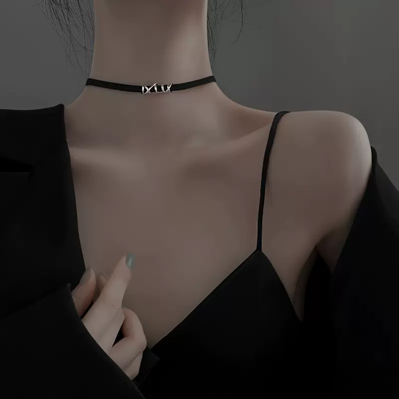 925银chocker项圈女夏季黑色脖颈choker项链ins风潮锁骨链女
