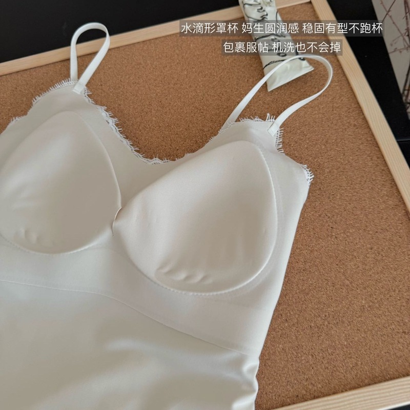 CynL法式蕾丝睫毛吊带背心女2025新款爆款带胸垫修身内搭外穿打底|undefined