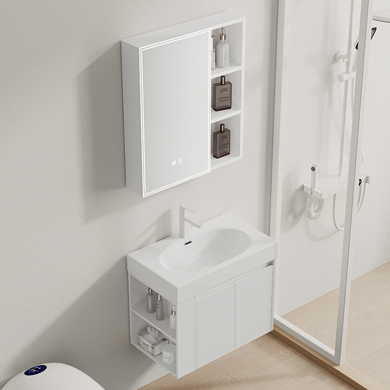 espesar panal de abeja espacio aluminio lado abierto almacenamiento pequeño gabinete de baño combinación cerámica lavabo lavabo lavabo lavabo