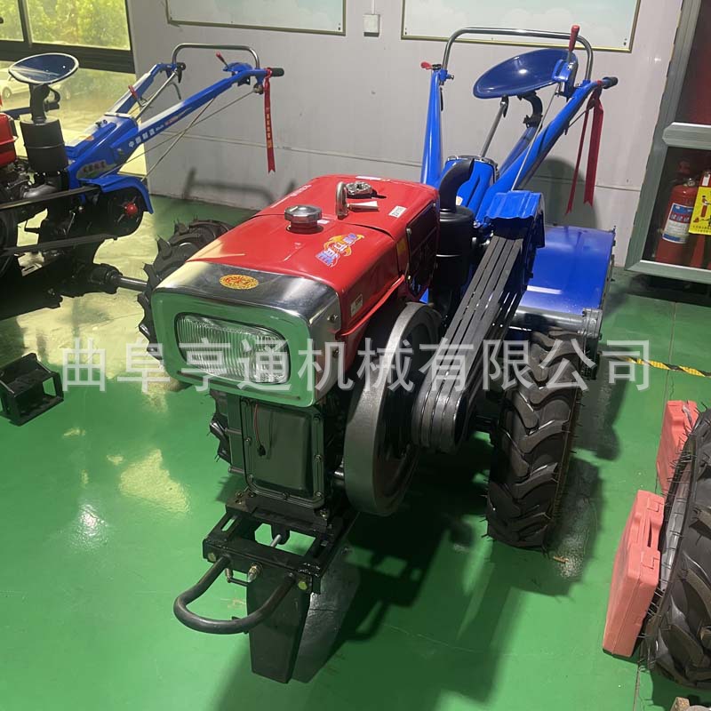 尼日利亚水稻田耕田机柴油带尾座18HP电启动151底盘手扶拖拉机价