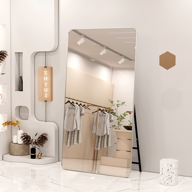 Espejo de pie, espejo de cuerpo completo, tienda de ropa de belleza, transmisión en vivo, tienda de ropa de mujer delgada y alta, espejo de vestir