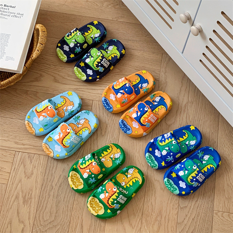 New Dinosaur Children's Slippers Summer Boys and Girls Baby Non-Slip Indoor Cartoon Soft Bottom Home Sandals