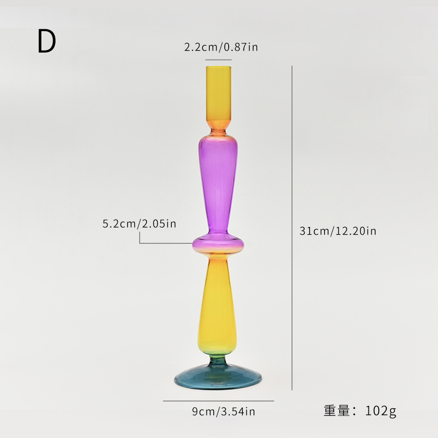 Creativo en vidrio de colores candelabro decoraciones para el hogar boda props de disparo retro contraposición candelabro fábrica al por mayor