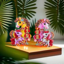 2026马年立体植绒福字生肖门贴新年摆地摊烫金春节门幅墙贴