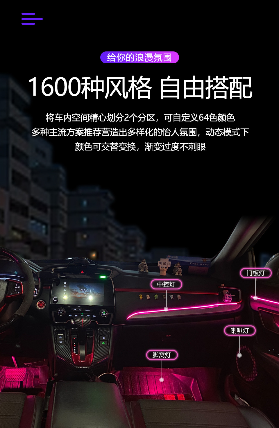 Car Ambient Lighting Suitable for Honda Civic Tenth/Eleventh Generation Honda Civic Ambient Light