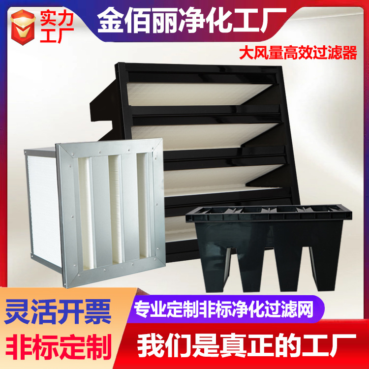 定制大风量亚高效过滤器W型V型密褶组合式空调风柜无尘空气过滤器