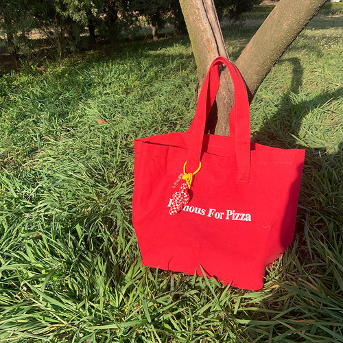 Red canvas bag large capacity shoulder handbag class bag commuter bag simple cloth bag