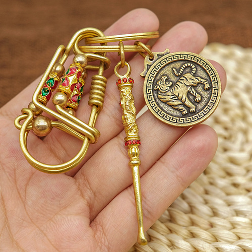 Creative copper keychain handmade bird buckle key chain ring personalized zodiac key pendant men's pendant gift