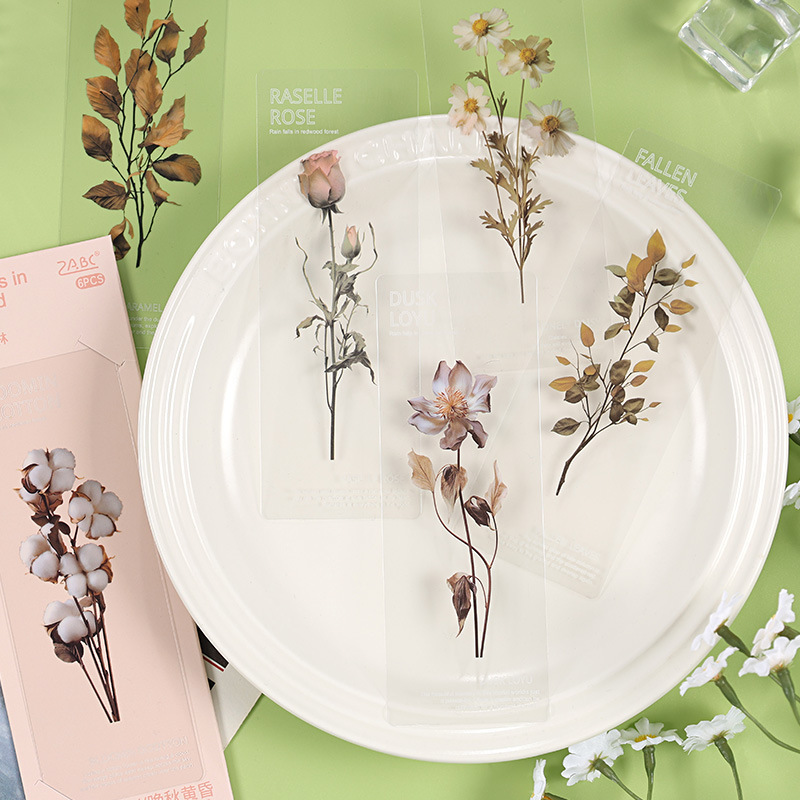 Rain falling Sequoia forest transparente flores marcadores creativos pequeños regalos DIY creativos regalos de graduación pequeños recuerdos de mascotas