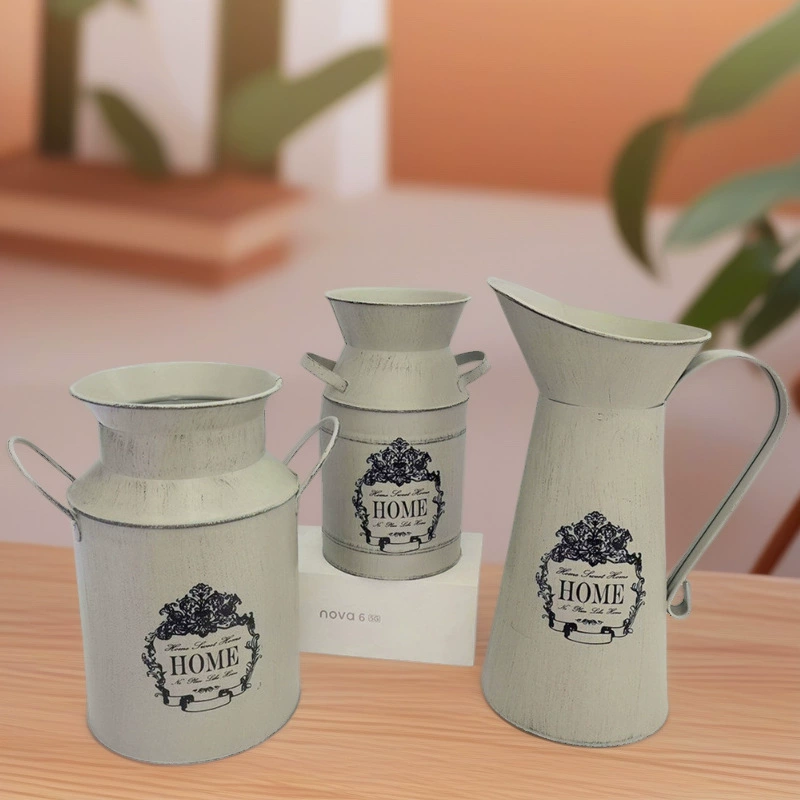 Оловянное ведро в европейском стиле в стиле ретро с разноцветным принтом и яблоком, украшение для дома и гостиной, свадебный реквизит, украшения