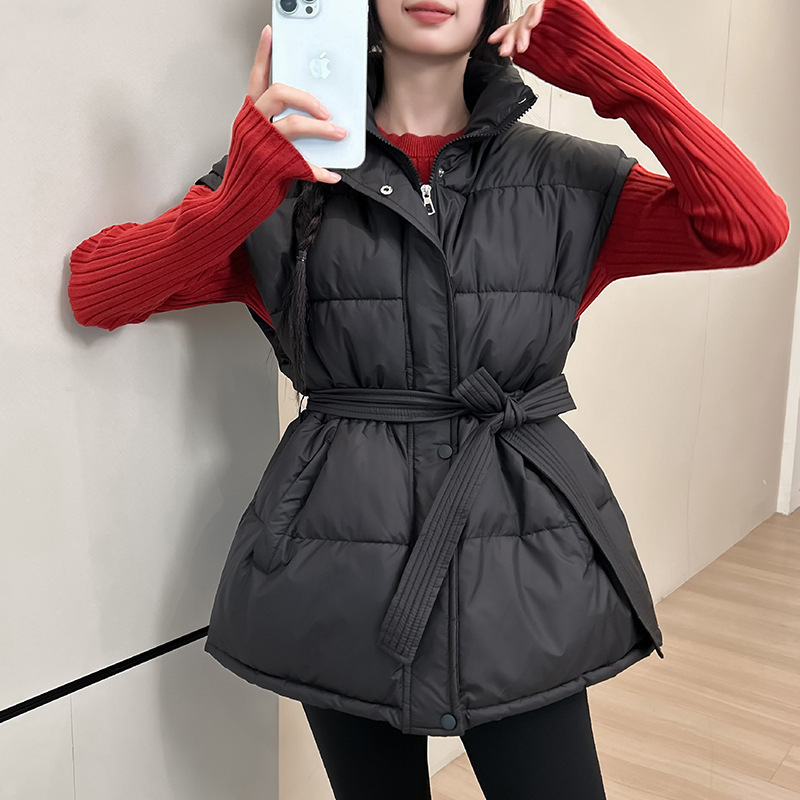 外贸羽绒棉马甲女2025新款秋冬收腰背心立领跨境坎肩马夹外套加厚|undefined