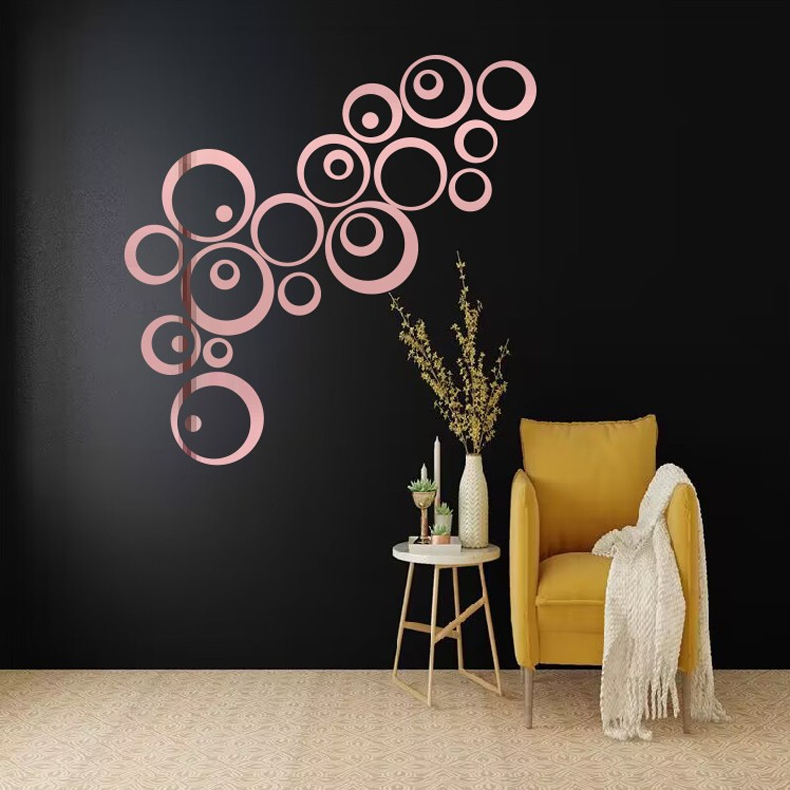 24 Pieces 3D Acrylic Mirror Round Living Room Bedroom TV Background Circle Home Wall Stickers_voghion.com