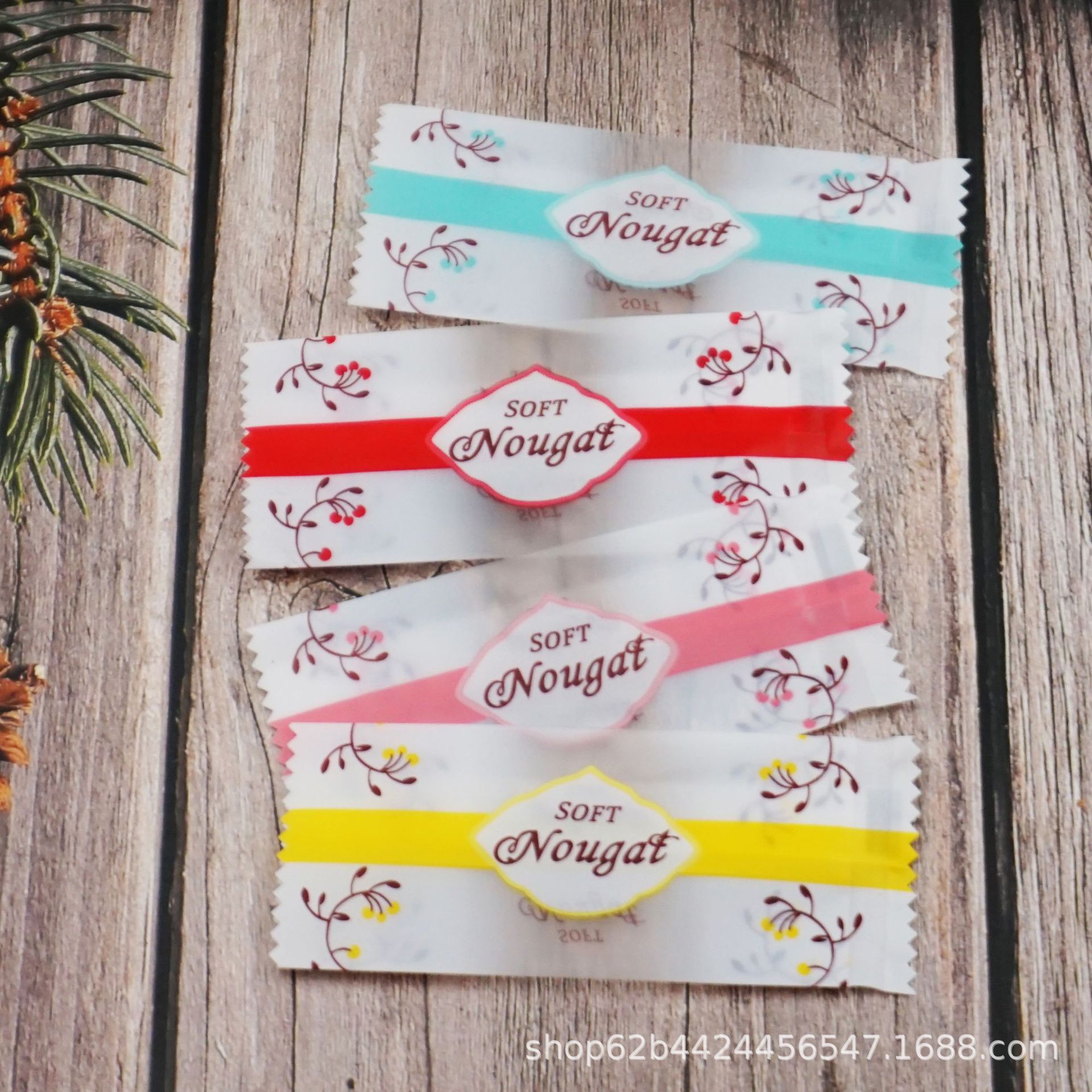 烘焙包装手工牛扎糖包装袋圣诞糖果四色英文太妃牛轧糖