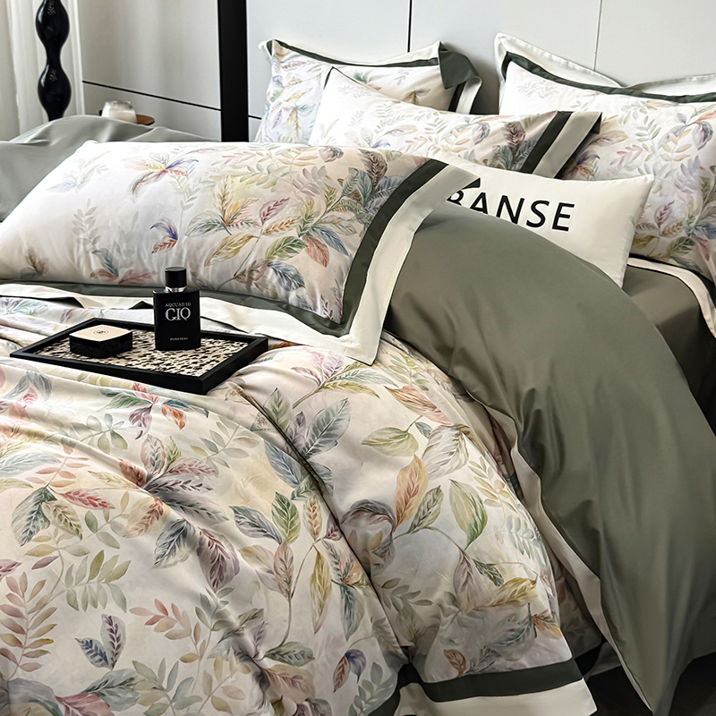 Select High-Quality Pima Cotton, Xinjiang Long-Staple Cotton, Encrypted Cotton, Printed Four-Piece Set, Cotton High-End Villa Bedding