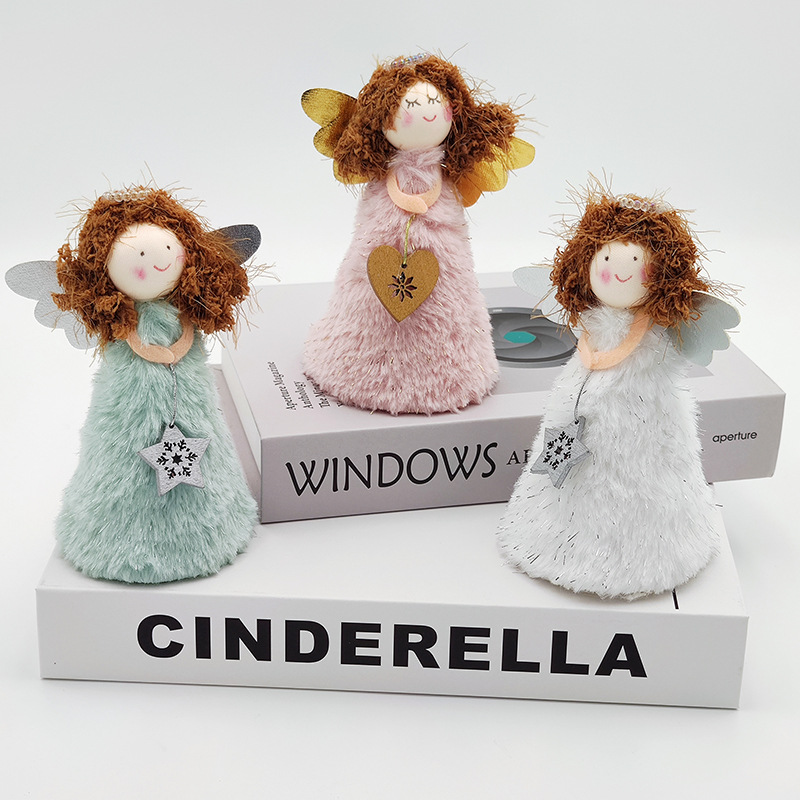 Cross-border new Christmas decorations five-star angel girl plush…