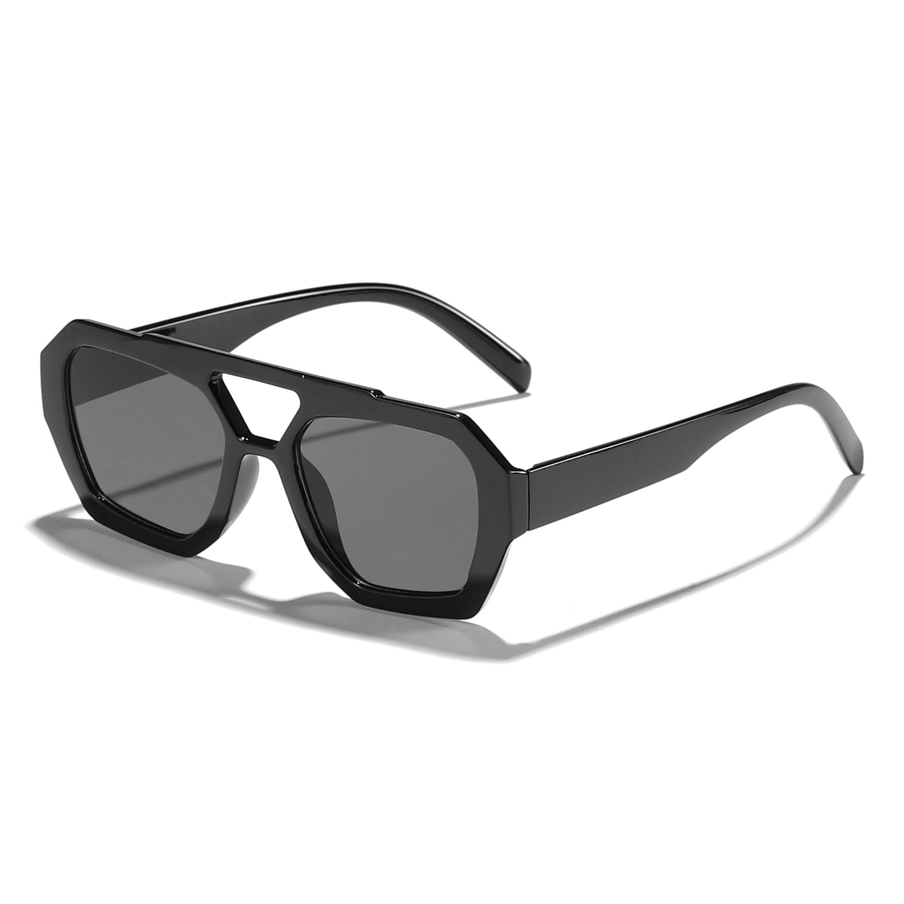 2024 nuevas gafas de sol irregulares de doble viga europeas y americanas transfronterizas para mujer, gafas de sol de tendencia de celebridades de Internet bohemia retro