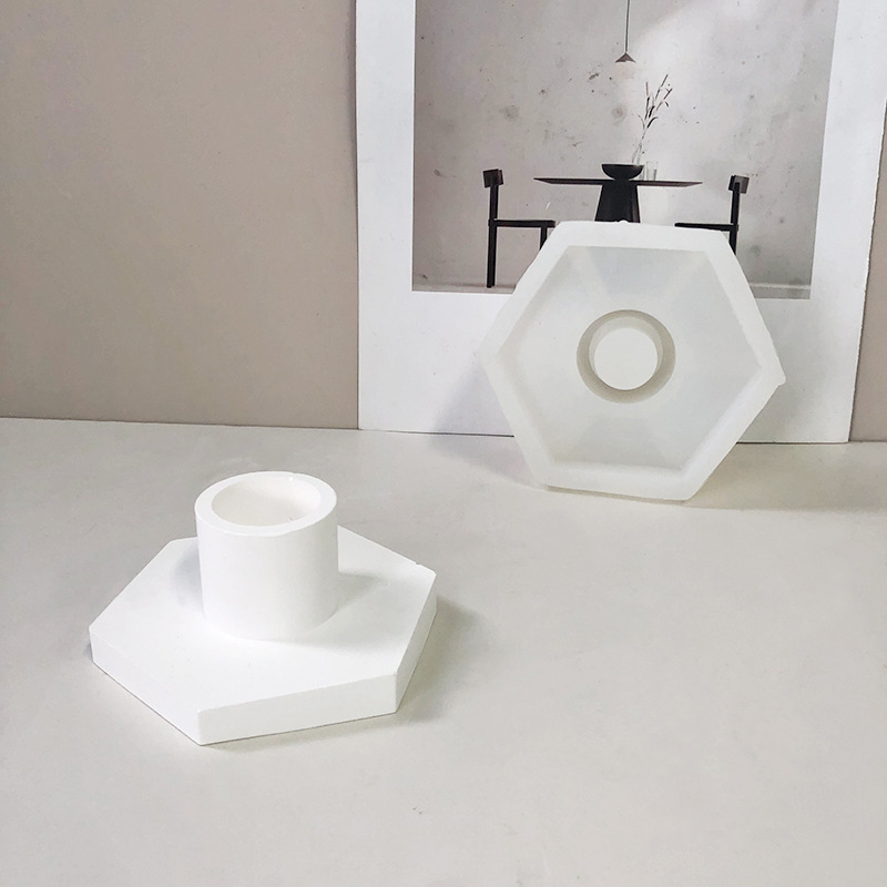 Jiahuimei vela hexagonal molde casero concreto yeso resina epoxi vela contenedor herramienta abrasiva