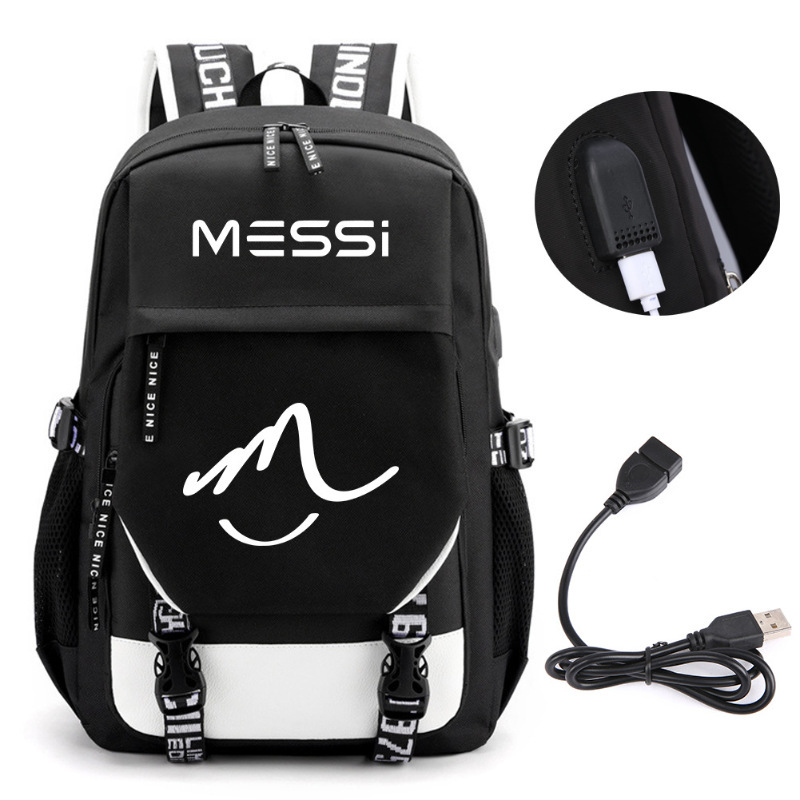 Estrellas de fútbol transfronterizas mochila perimetral mochila de computadora USB de gran capacidad para adolescentes bolsas escolares