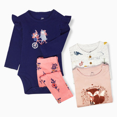 Spring and Autumn New Two-Piece Set for Baby Boys and Girls, Toddlers, Long-Sleeve Pajama Top, Crawling Suit with Dress Pants, Children's Wholesale Apparel