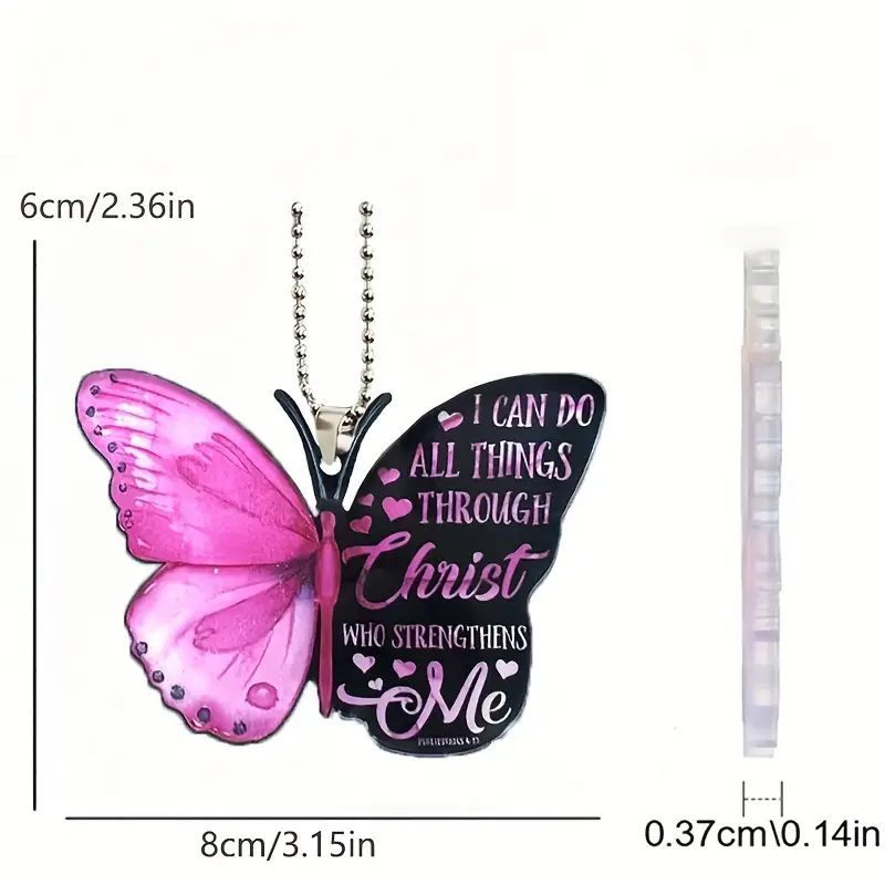 Nuevo cross-border creativo colorido mariposa plano espejo retrovisor decorativo acrílico llavero colgante colgante image 2