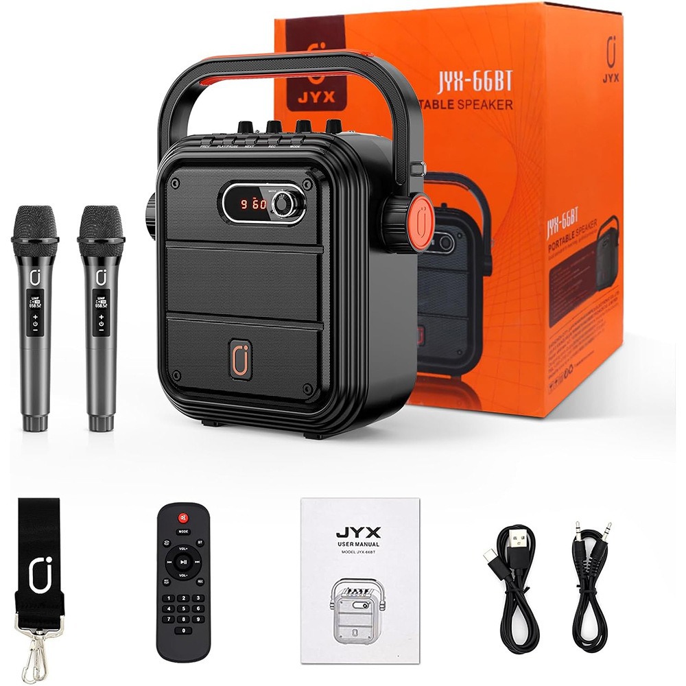JYX - 66BT altavoz Bluetooth portátil doble micrófono inalámbrico portátil de 6.5 pulgadas tarjeta de baile cuadrada versión de audio en vivo