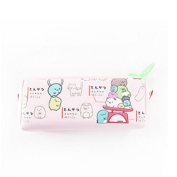 Japonés y coreano papelería creativa simple lindo esquina animal pu cuero personalidad gran cremallera estudiante lápiz caso lienzo de gran capacidad