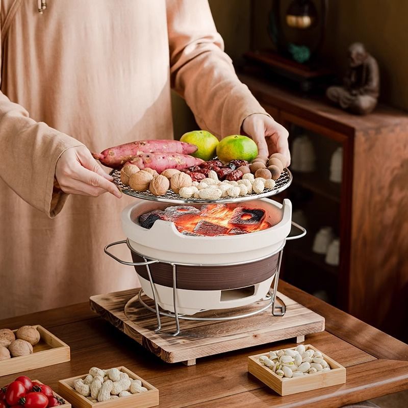 Indoor Traditional Charcoal Stove for Tea Brewing, Outdoor Barbecue Clay Tea Roasting Equipment