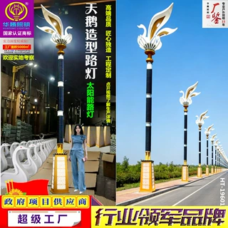 华腾定制天鹅造型路灯街道市政工程高杆灯 景观灯太阳能特色路灯