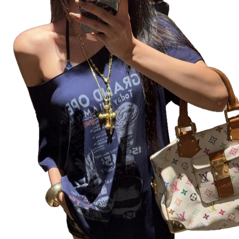 复古金色十字架吊坠项链女款千禧辣妹风长款毛衣链小众设计感颈链|undefined