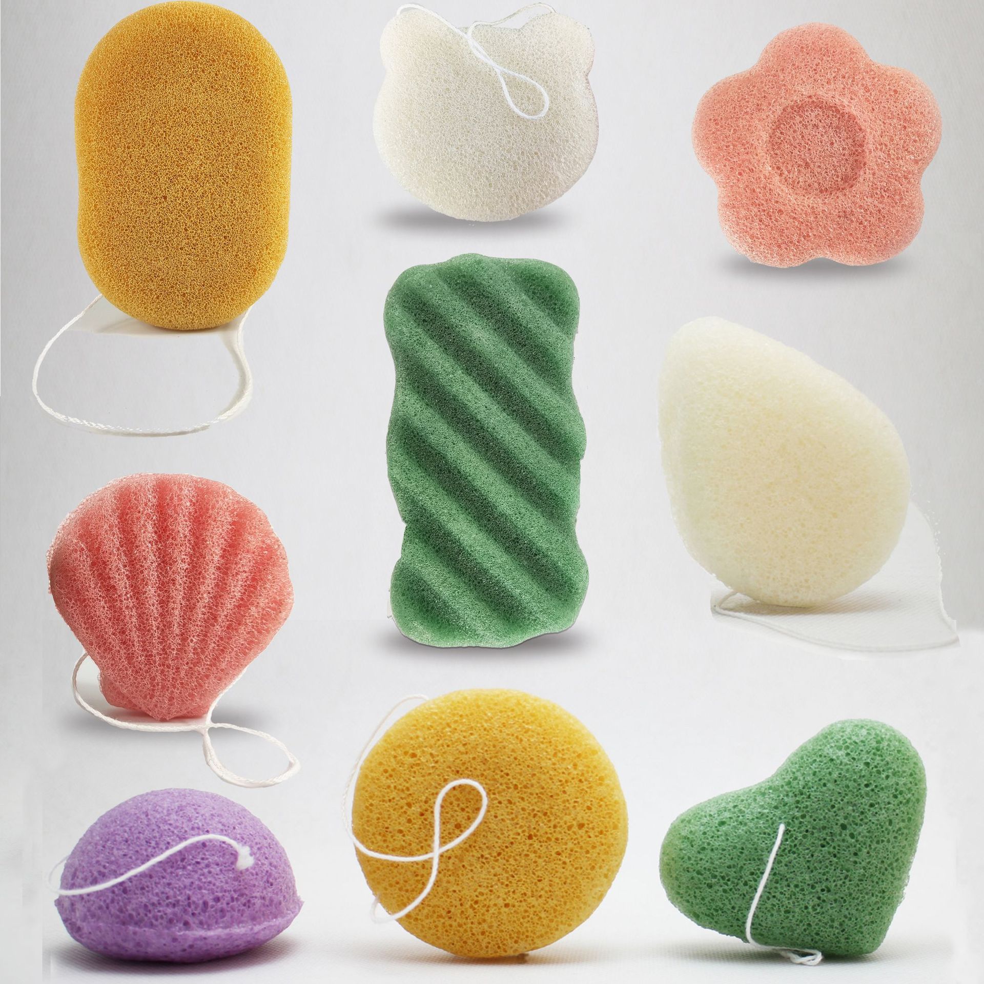 Konjac algodón [semiesférico] pan al vapor cara de lavado hemisferio de soplo cara lavado de algodón de carbón de bambú cara lavado de cara soplo limpieza de la cara