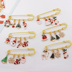 聖誕節跨境胸針合金可愛麋鹿襪子雪人雪花拐杖糖別針大衣包包徽章