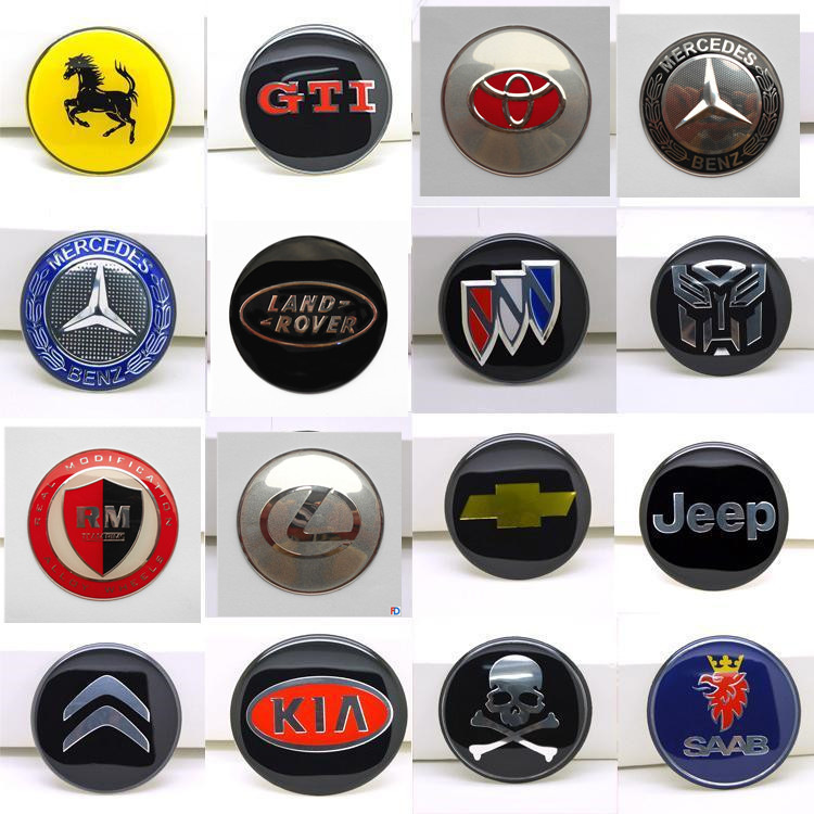 Etiqueta decorativa del logotipo del automóvil Etiqueta engomada del automóvil de metal Etiqueta de modificación del volante Etiqueta del cubo de la rueda Etiqueta del automóvil de cada marca 65mm
