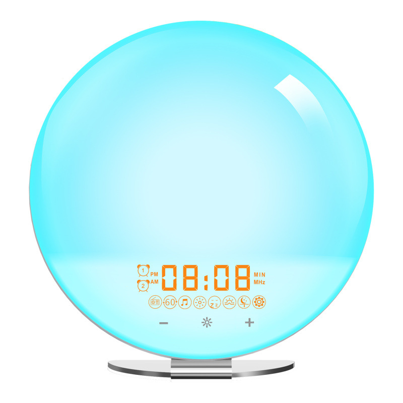 Creativo ronda amanecer despertador electrónico luz simulación puesta de sol blanco ruido hipnosis colorido atmósfera lámpara de noche