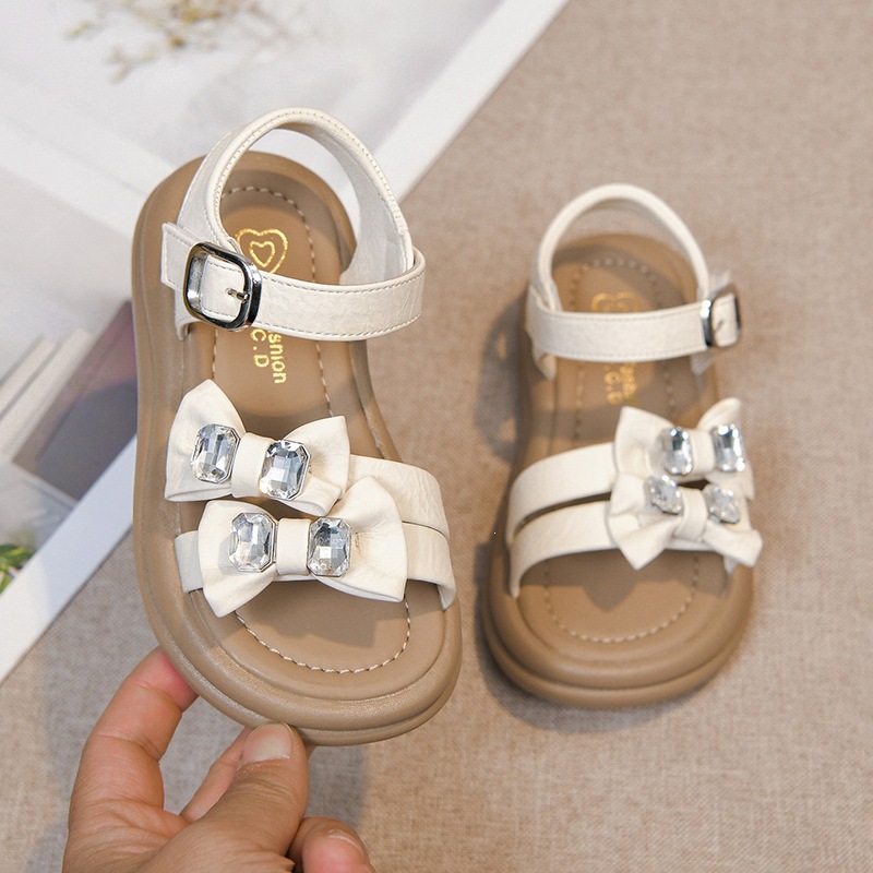 Sandali da bambina alla moda con fiocco, suola morbida, scarpe casual leggere con cinturino regolabile per bambine piccole e grandi, ciabatte estive da spiaggia_voghion.com