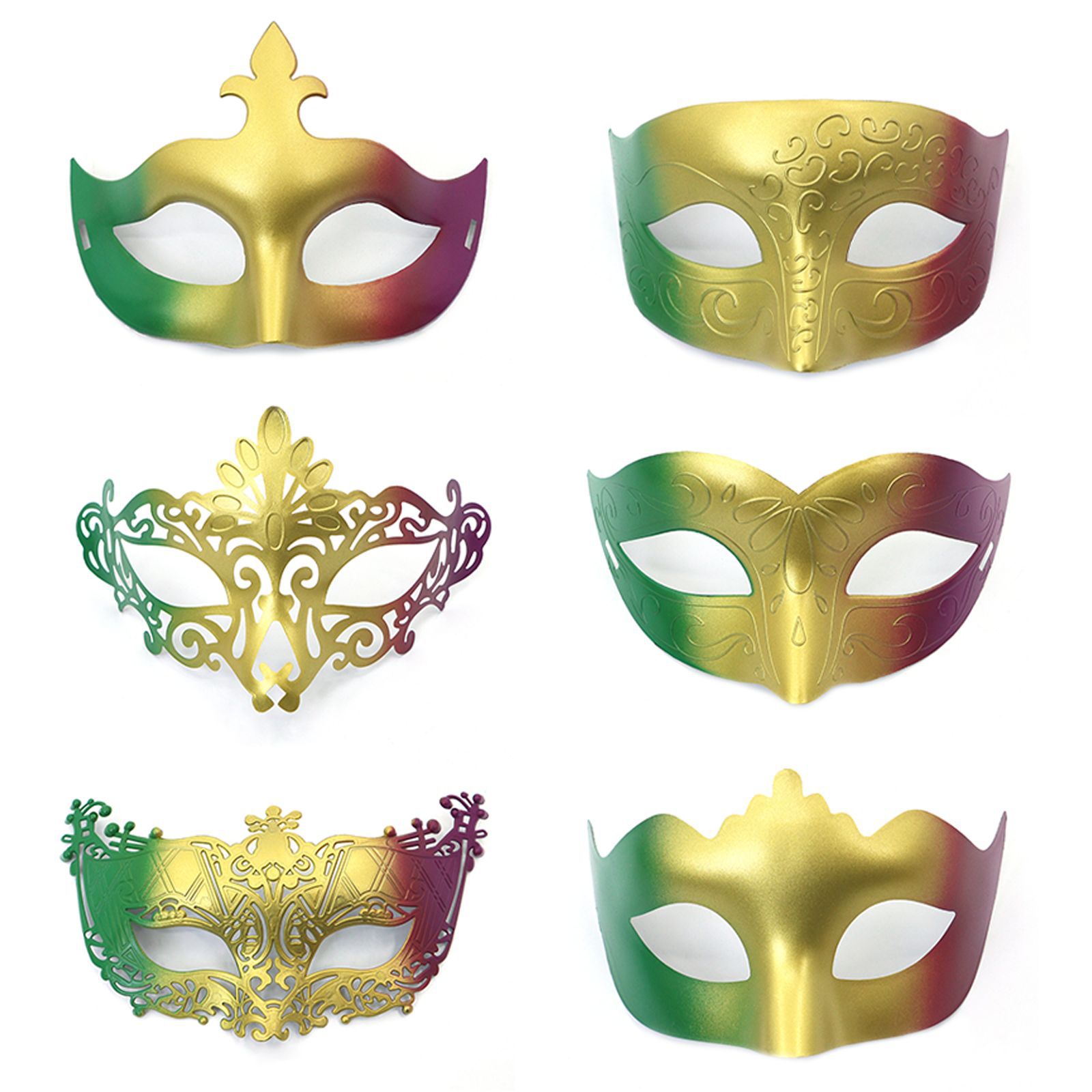 Amazon TK carnaval oro roxo verde tricolor retro máscara de mitad de cara espectáculo de escenario de fiesta máscara de accesorios