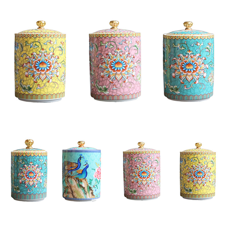 Latas de té esmaltadas Latas de té selladas de cerámica Regalos para el hogar de oficina Latas de almacenamiento Pu'er Latas de té al por mayor personalizadas