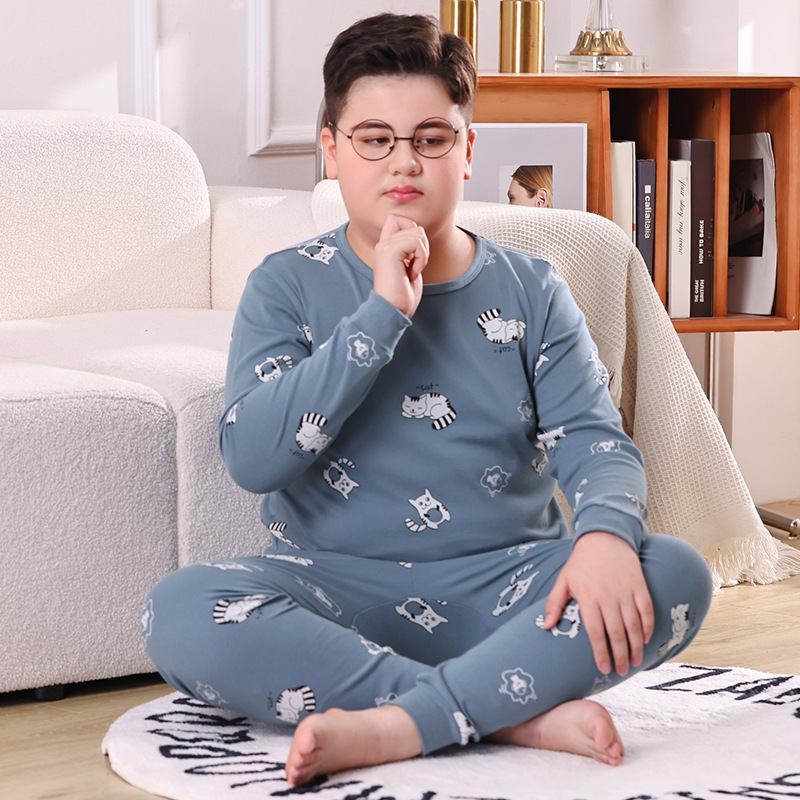 秋冬タイプの青少年の太った子供の純綿の下着セットの中の大きい子供は肥えています。|undefined