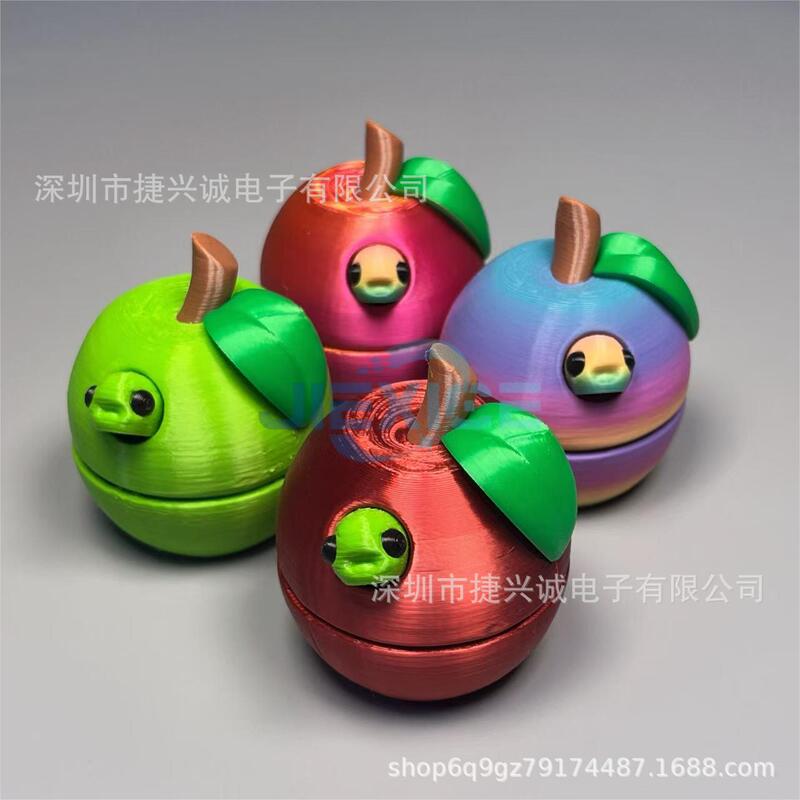 圣诞节3D打印苹果蠕虫套装关节可活动桌面摆件动物玩具|undefined