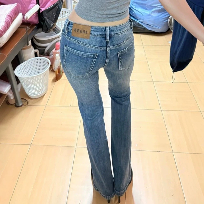American-style low-waist slim-fit flared jeans for women, 2026 autumn new thin stretchy slimming versatile narrow straight-leg pants American-style low-waist slim-fit flared jeans for women, 2026 autumn new thin stretchy slimming versatile narrow straight-leg pants