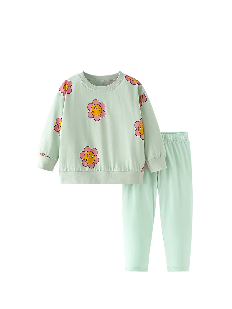 Malwee set de niñas de primavera nuevo estilo europeo y americano para niños de media edad cuello redondo de manga larga para niñas de dos piezas set