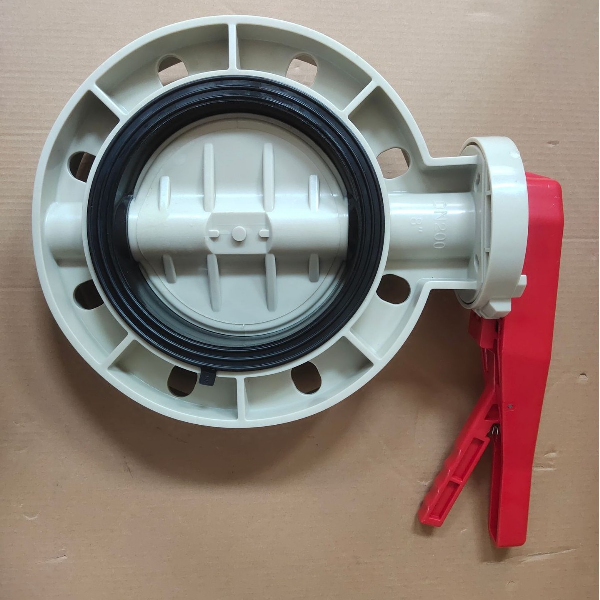 供应PPH手柄蝶阀 白色耐腐蚀PPH对夹式阀门 规格DN50-DN200