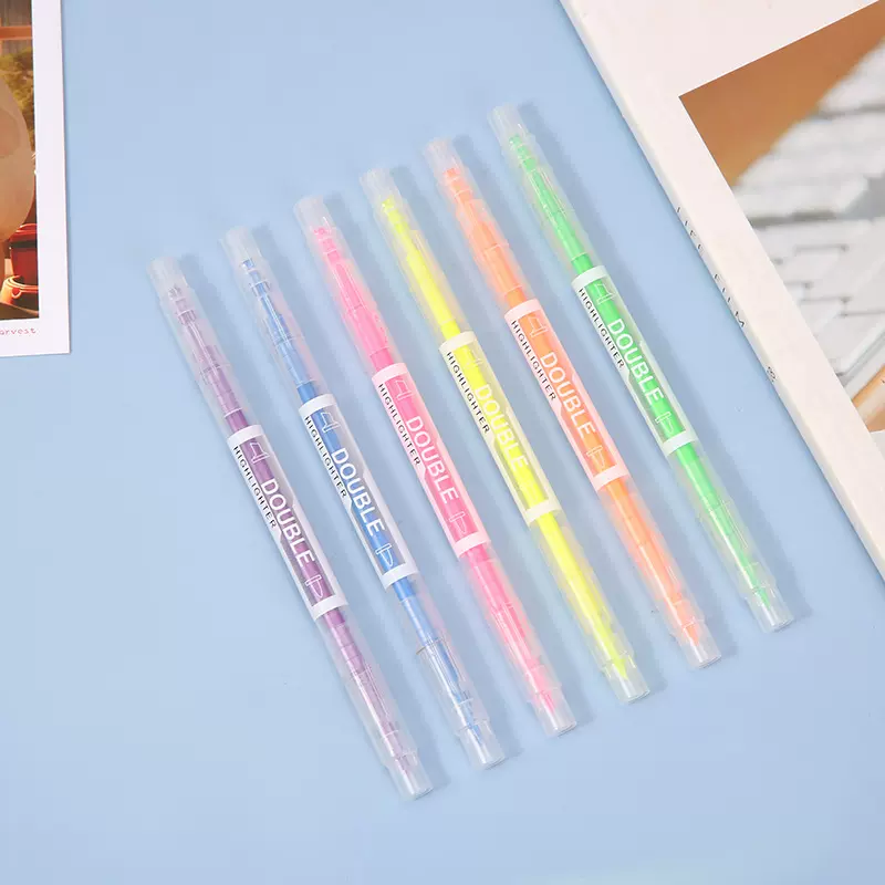 双头双色荧光笔学生用品 涂鸦绘画手账本多色高光笔 荧光笔套装