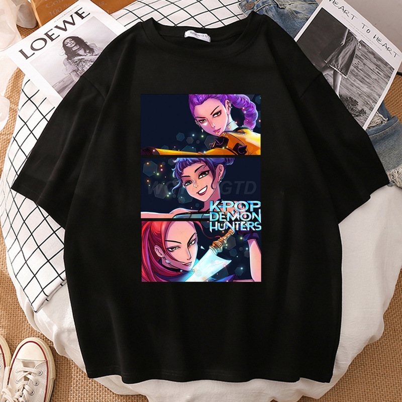 狩魔女グループ周辺プリントラウンドネック半袖外国貿易夏カジュアルスポーツトップスルーズTシャツヨーロッパとアメリカのトレンド|undefined